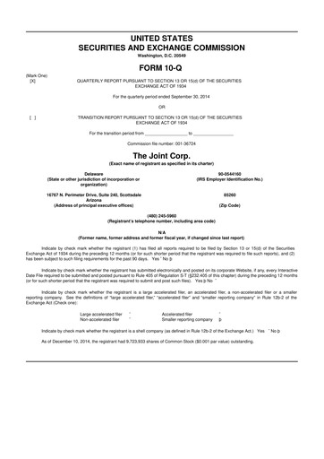 Thumbnail The Joint Corp. 10-Q Quarterly Report FY2014 