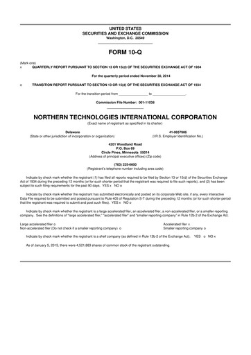 Thumbnail Northern Technologies International 10-Q Quarterly Report FY2015 