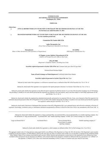 Thumbnail Anika Therapeutics 10-K Annual Report 2014