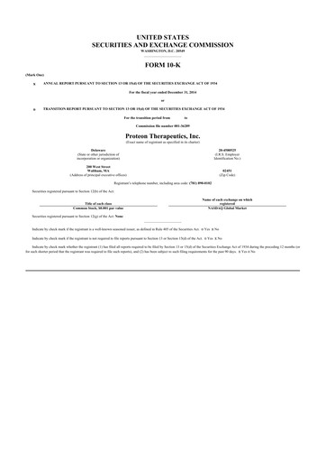 Vorschaubild Protara Therapeutics 10-K Jahresbericht 2014