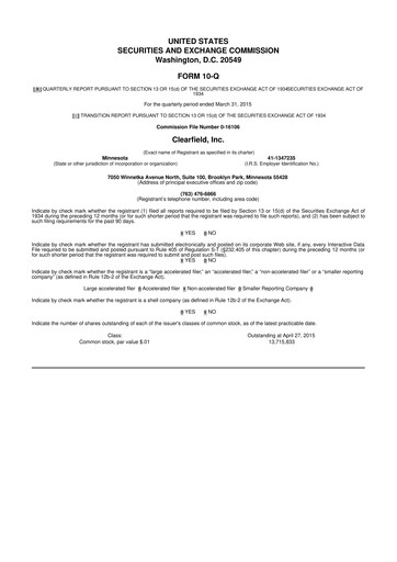 Thumbnail Clearfield 10-Q Quarterly Report FY2015 