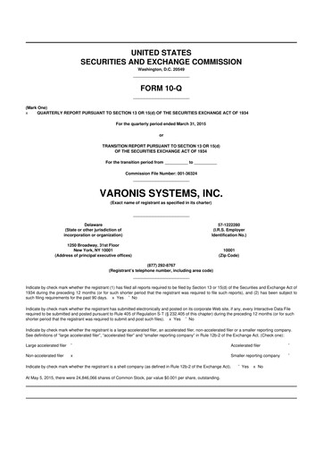 Vorschaubild Varonis Systems 10-Q Quartalsbericht 2015 