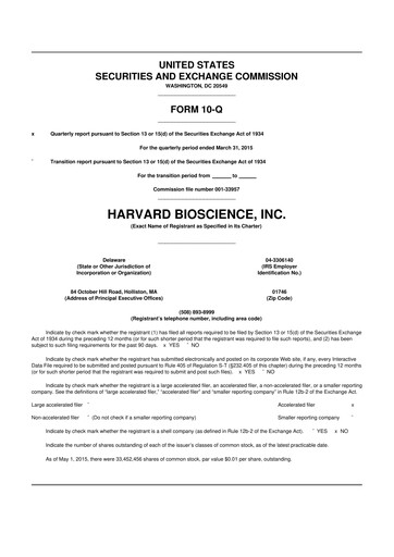 Thumbnail Harvard Bioscience 10-Q Quarterly Report FY2015 
