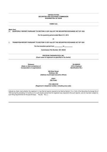 Thumbnail Protara Therapeutics 10-Q Quarterly Report FY2015 