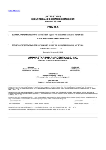 Thumbnail Amphastar Pharmaceuticals 10-Q Quarterly Report FY2015 
