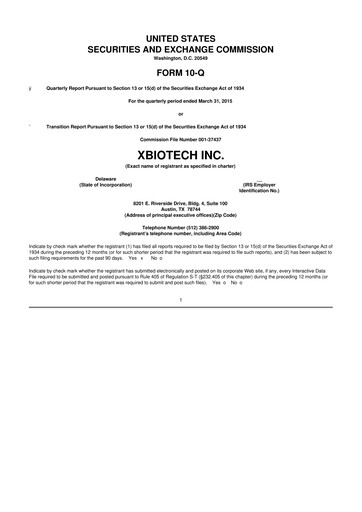 Thumbnail XBiotech 10-Q Quarterly Report FY 