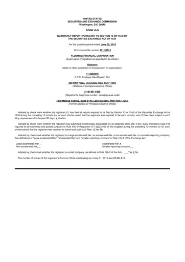 Thumbnail Flushing Financial Corp 10-Q Quarterly Report FY2015 