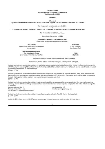 Thumbnail Sterling Infrastructure 10-Q Quarterly Report FY2015 