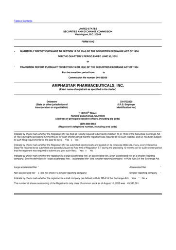 Thumbnail Amphastar Pharmaceuticals 10-Q Quarterly Report FY2015 