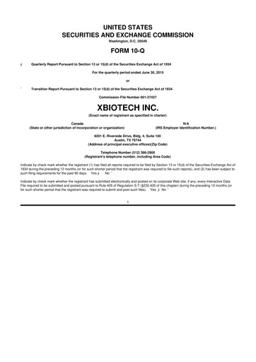 Thumbnail XBiotech 10-Q Quarterly Report FY2015 