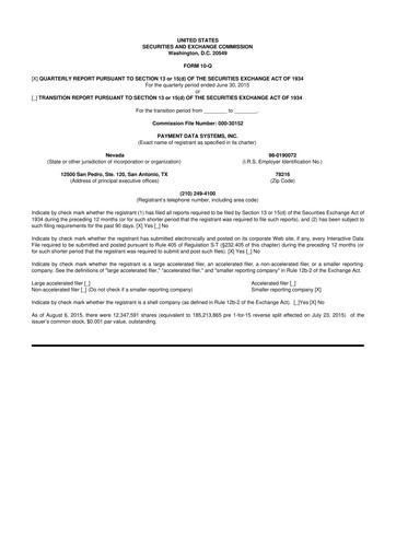 Vorschaubild Usio 10-Q Quartalsbericht 2015 