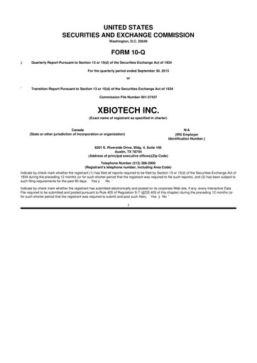 Thumbnail XBiotech 10-Q Quarterly Report FY2015 
