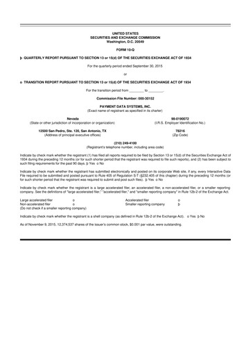 Vorschaubild Usio 10-Q Quartalsbericht 2015 