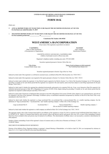 Thumbnail Westamerica Bancorporation
 10-K Annual Report 2015