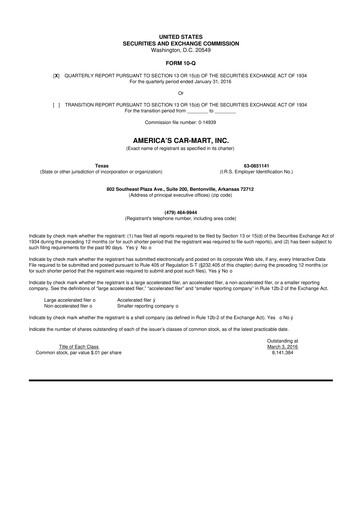 Thumbnail America's Car-Mart 10-Q Quarterly Report FY2016 