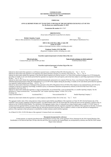 Thumbnail XBiotech 10-K Annual Report 2015