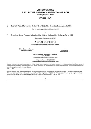 Thumbnail XBiotech 10-Q Quarterly Report FY2016 