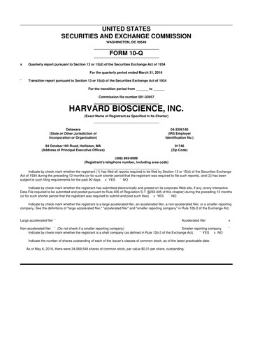 Thumbnail Harvard Bioscience 10-Q Quarterly Report FY2016 