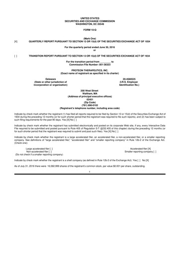 Thumbnail Protara Therapeutics 10-Q Quarterly Report FY2016 