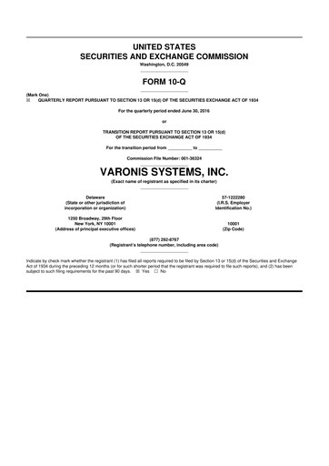 Vorschaubild Varonis Systems 10-Q Quartalsbericht 2016 