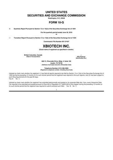 Thumbnail XBiotech 10-Q Quarterly Report FY2016 