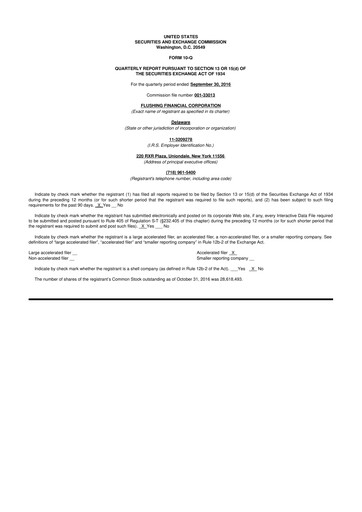 Thumbnail Flushing Financial Corp 10-Q Quarterly Report FY2016 