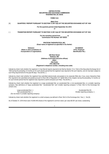 Thumbnail Protara Therapeutics 10-Q Quarterly Report FY2016 