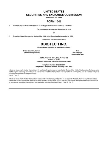 Thumbnail XBiotech 10-Q Quarterly Report FY2016 
