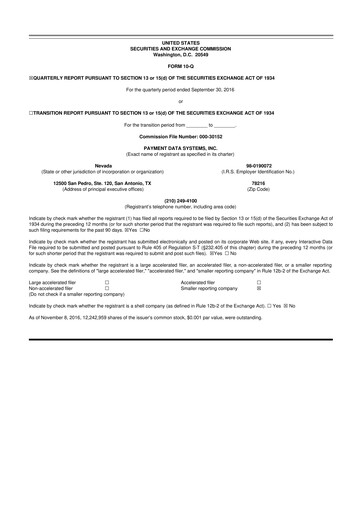 Vorschaubild Usio 10-Q Quartalsbericht 2016 