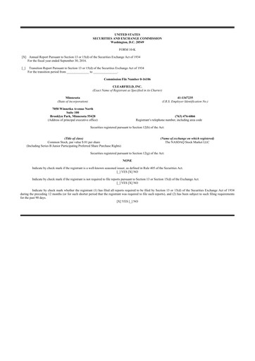 Thumbnail Clearfield 10-K Annual Report 2016