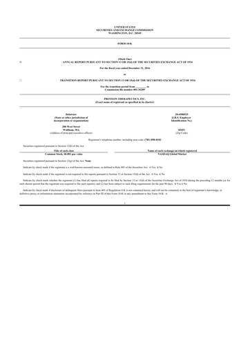 Vorschaubild Protara Therapeutics 10-K Jahresbericht 2016