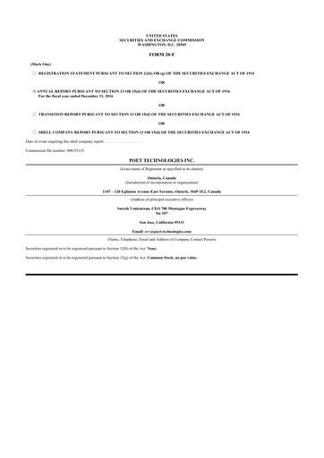Thumbnail POET Technologies 20-F Annual Report 