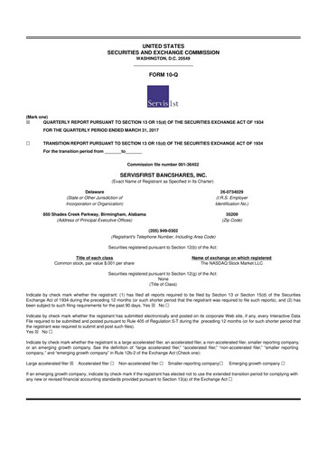 Vorschaubild ServisFirst Bancshares 10-Q Quartalsbericht 2017 