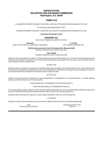 Thumbnail Clearfield 10-Q Quarterly Report FY2017 