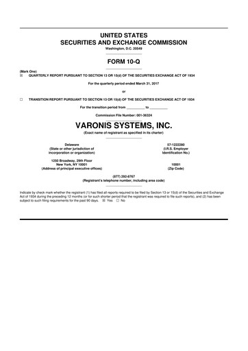 Vorschaubild Varonis Systems 10-Q Quartalsbericht 2017 