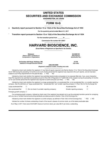 Thumbnail Harvard Bioscience 10-Q Quarterly Report FY2017 
