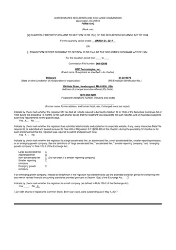 Thumbnail UFP Technologies
 10-Q Quarterly Report FY2017 