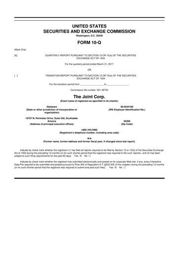 Thumbnail The Joint Corp. 10-Q Quarterly Report FY2017 