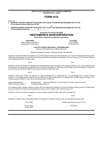 Thumbnail Westamerica Bancorporation
 10-Q Quarterly Report FY2017 