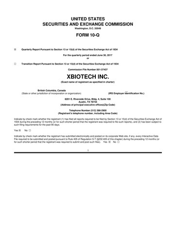 Thumbnail XBiotech 10-Q Quarterly Report FY2017 