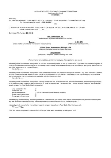 Thumbnail UFP Technologies
 10-Q Quarterly Report FY2017 