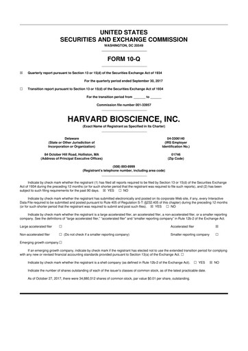 Thumbnail Harvard Bioscience 10-Q Quarterly Report FY2017 