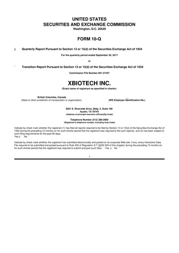 Thumbnail XBiotech 10-Q Quarterly Report FY2017 
