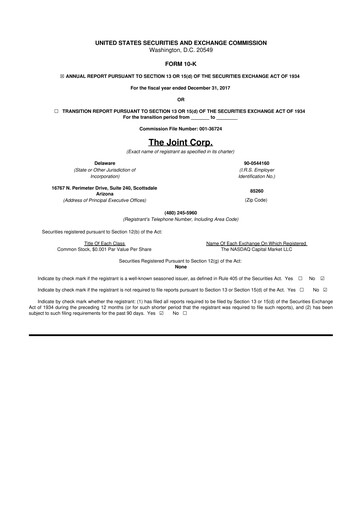 Miniature The Joint Corp. 10-K Rapport annuel 2017
