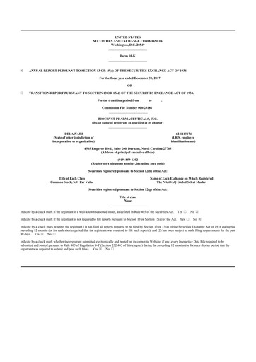 Thumbnail BioCryst Pharmaceuticals
 10-K Annual Report 2017