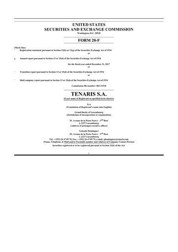 Thumbnail Tenaris 20-F Annual Report 2017