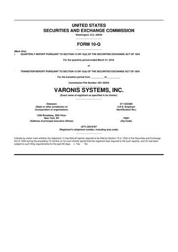 Vorschaubild Varonis Systems 10-Q Quartalsbericht 2018 