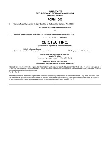 Thumbnail XBiotech 10-Q Quarterly Report FY2018 