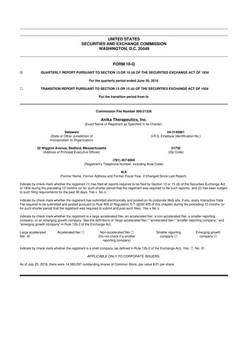 Thumbnail Anika Therapeutics 10-Q Quarterly Report FY2018 