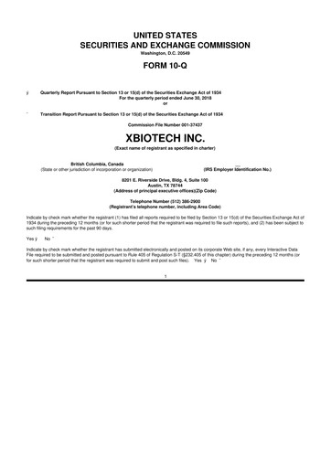 Thumbnail XBiotech 10-Q Quarterly Report FY2018 